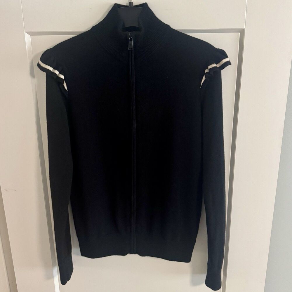 Polo Golf Ralph Lauren Sweater Full Zip Cashmere Blend Ruffle Women’s Small - Picture 2 of 8